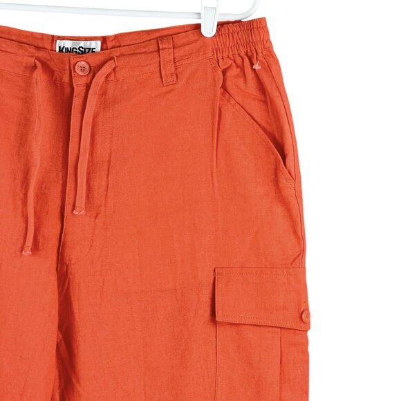 King Size Women Orange Linen Blend Cargo Pant Sz 38 Tall High Rise Straight NWOT - Picture 5 of 12